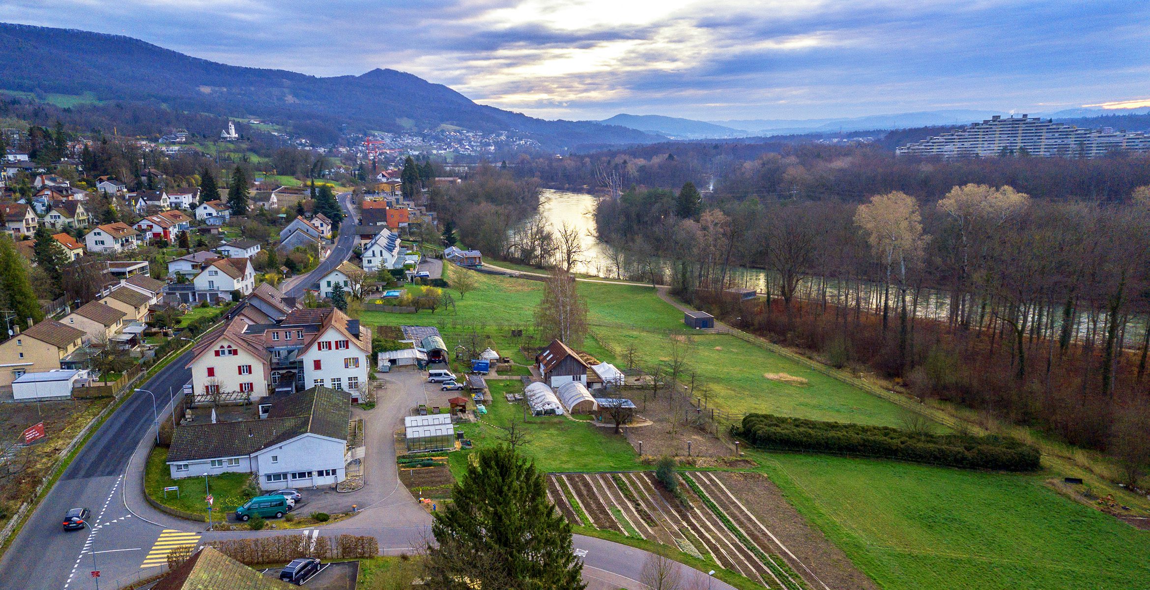 Luftaufnahme Obstgarten, Obstgarten ©